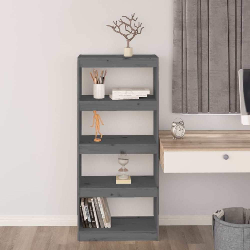 Boekenkast/kamerscherm 60x30x135,5 cm massief grenenhout grijs MeubelReus
