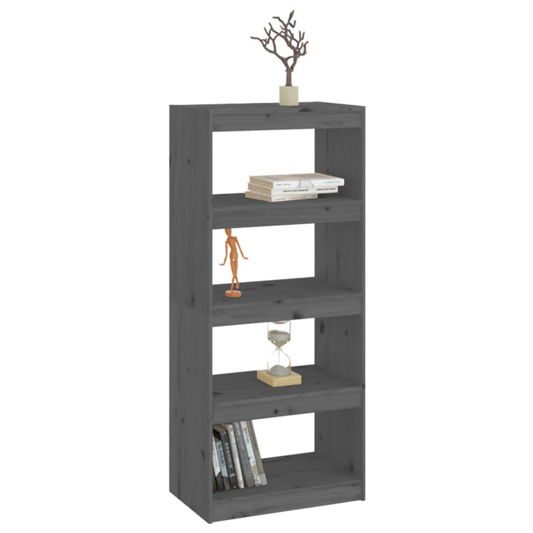 Boekenkast/kamerscherm 60x30x135,5 cm massief grenenhout grijs MeubelReus