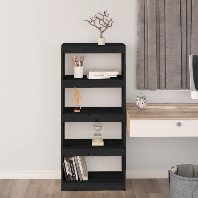 Boekenkast/kamerscherm 60x30x135,5 cm massief grenenhout zwart MeubelReus