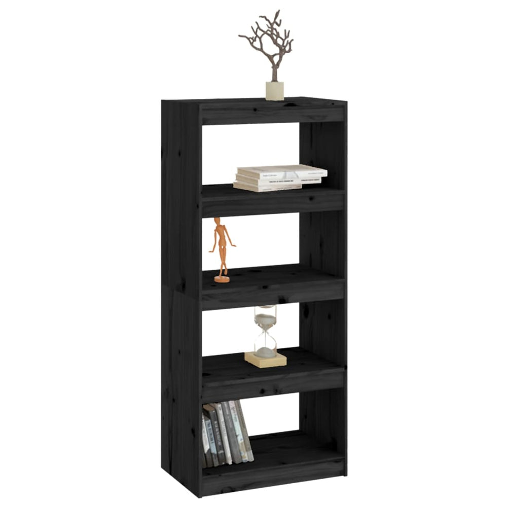 Boekenkast/kamerscherm 60x30x135,5 cm massief grenenhout zwart MeubelReus