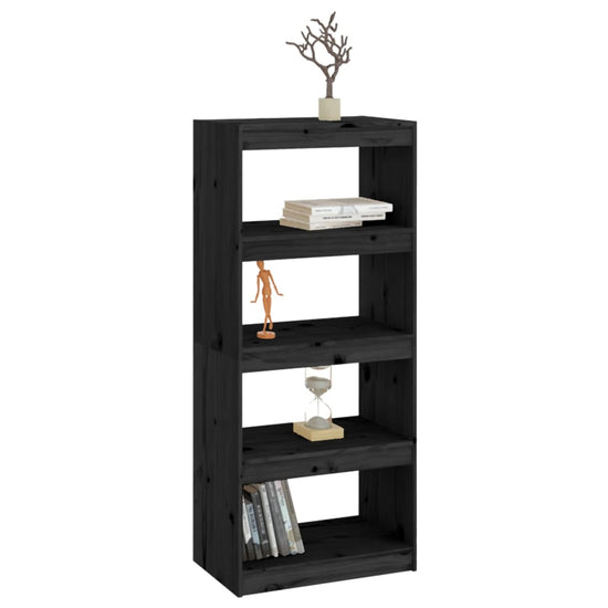 Boekenkast/kamerscherm 60x30x135,5 cm massief grenenhout zwart MeubelReus