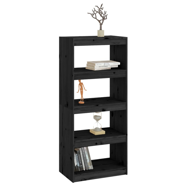 Boekenkast/kamerscherm 60x30x135,5 cm massief grenenhout zwart MeubelReus