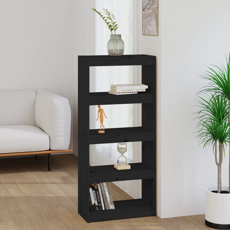 Boekenkast/kamerscherm 60x30x135,5 cm massief grenenhout zwart MeubelReus