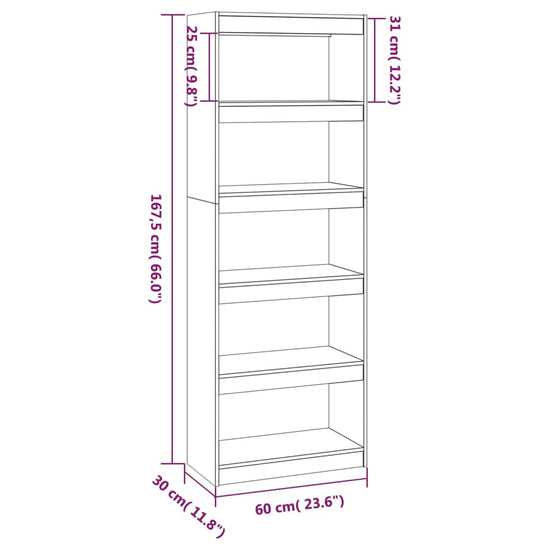 Boekenkast/kamerscherm 60x30x167,5 cm massief grenenhout MeubelReus