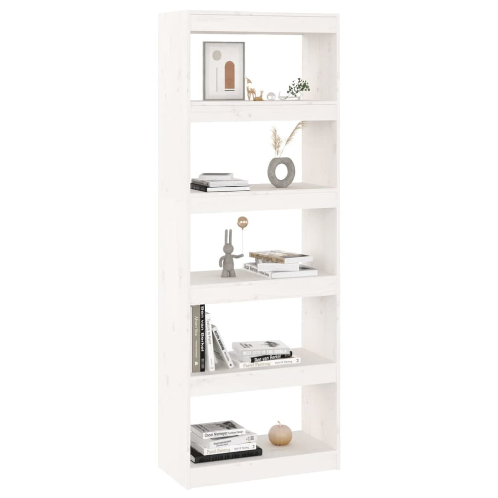 Boekenkast/kamerscherm 60x30x167,5 cm massief grenenhout wit MeubelReus