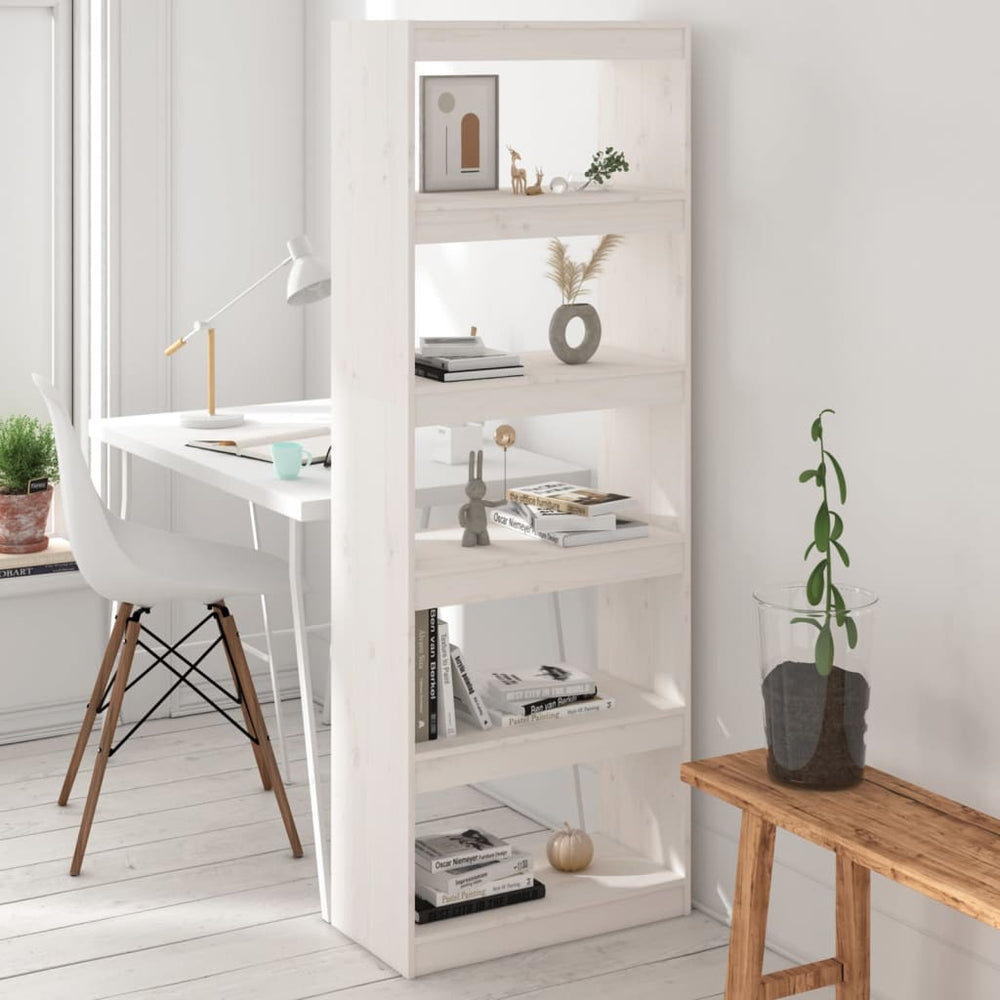 Boekenkast/kamerscherm 60x30x167,5 cm massief grenenhout wit MeubelReus