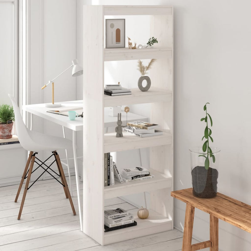 Boekenkast/kamerscherm 60x30x167,5 cm massief grenenhout wit MeubelReus