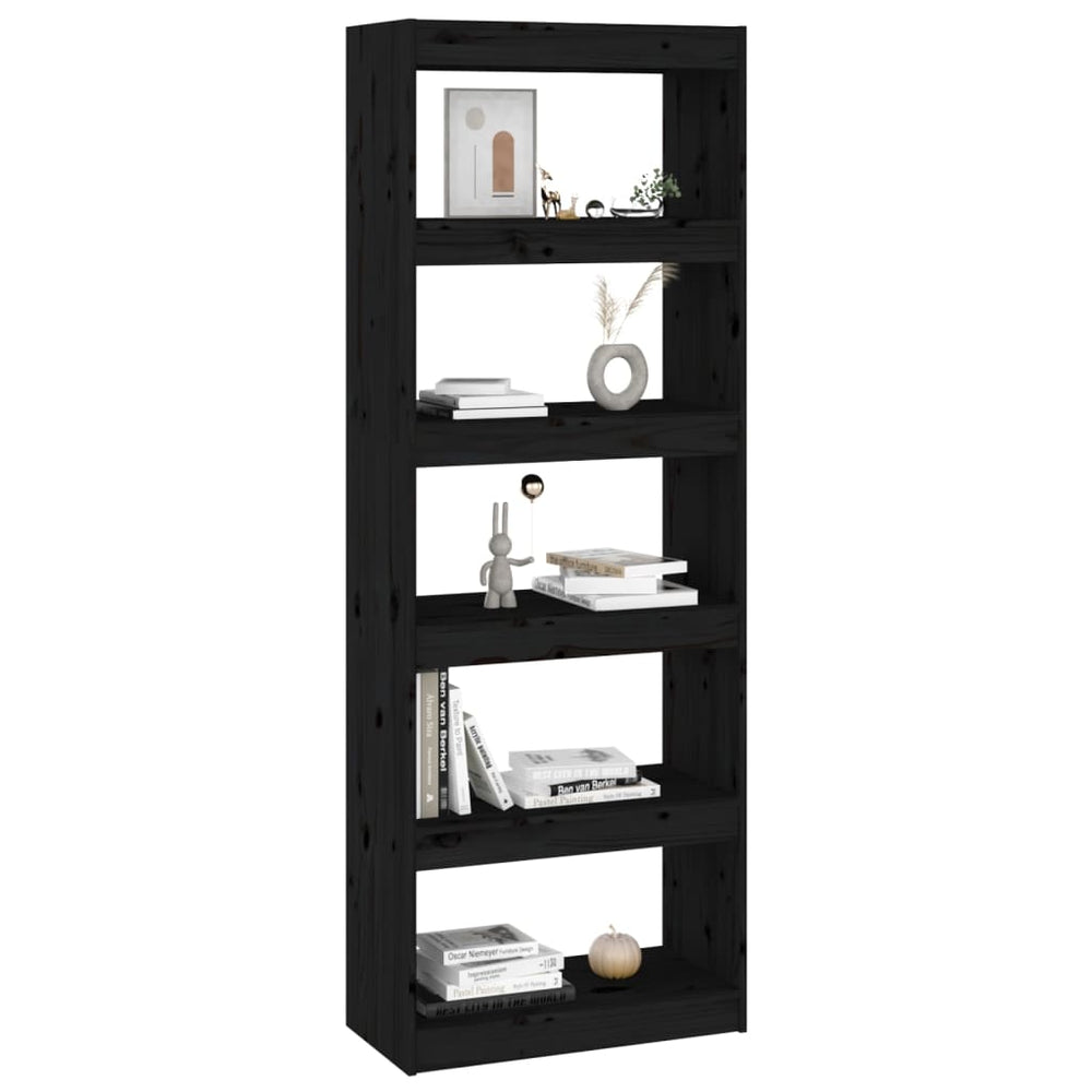 Boekenkast/kamerscherm 60x30x167,5 cm massief grenenhout zwart MeubelReus