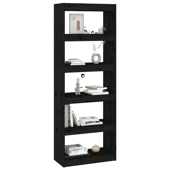 Boekenkast/kamerscherm 60x30x167,5 cm massief grenenhout zwart MeubelReus