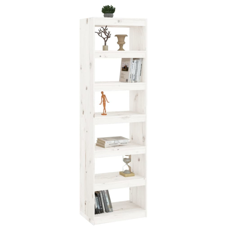 Boekenkast/kamerscherm 60x30x199,5 cm massief grenenhout wit MeubelReus