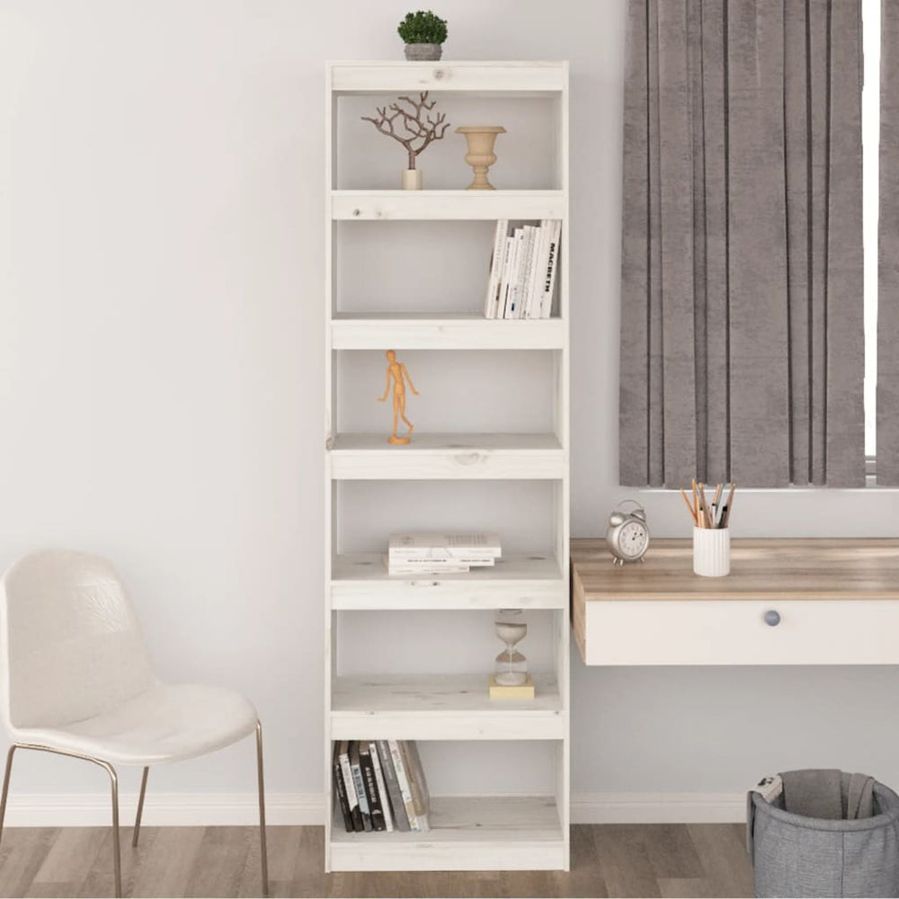 Boekenkast/kamerscherm 60x30x199,5 cm massief grenenhout wit MeubelReus
