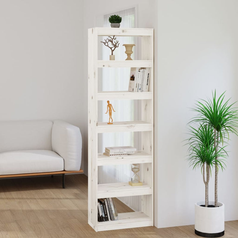 Boekenkast/kamerscherm 60x30x199,5 cm massief grenenhout wit MeubelReus