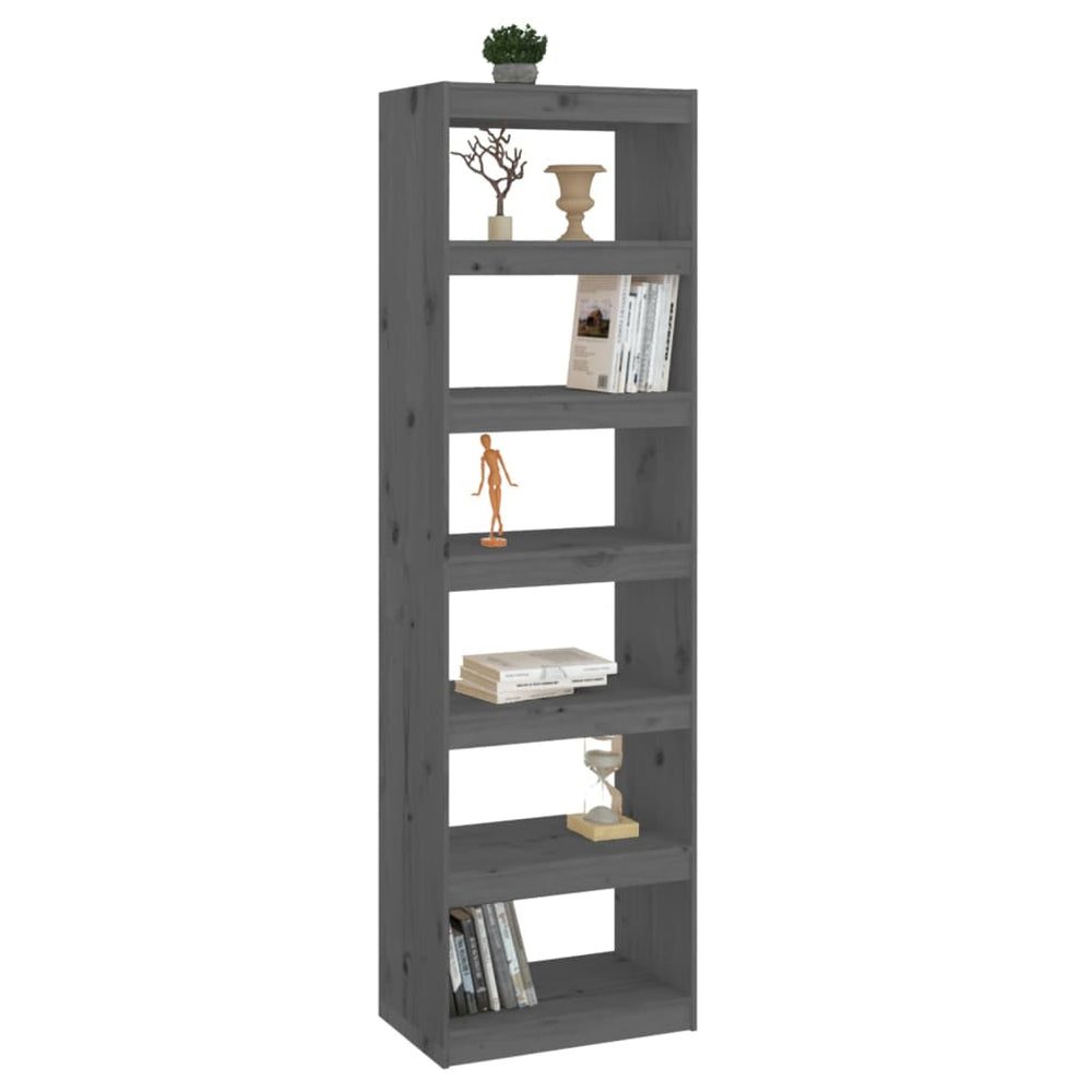 Boekenkast/kamerscherm 60x30x199,5 cm massief grenenhout grijs MeubelReus