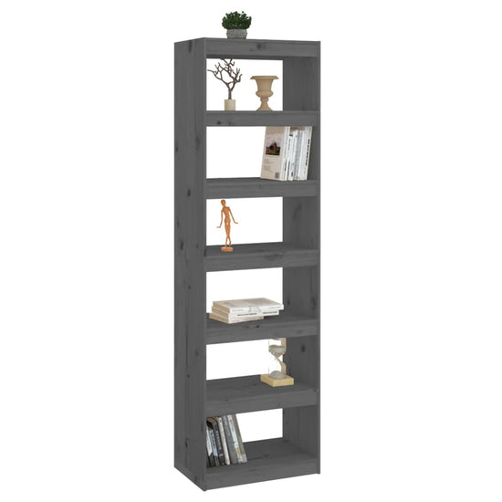Boekenkast/kamerscherm 60x30x199,5 cm massief grenenhout grijs MeubelReus