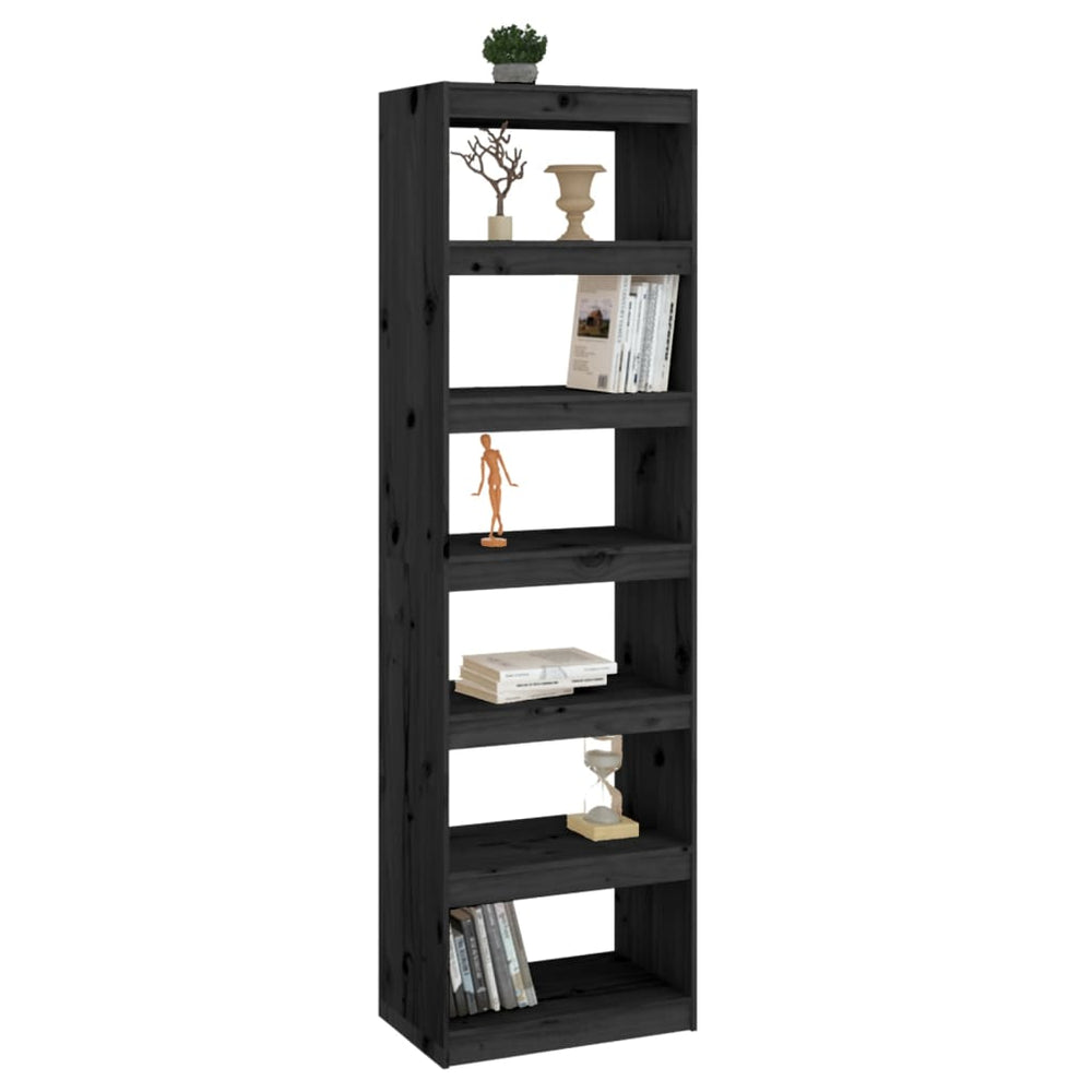 Boekenkast/kamerscherm 60x30x199,5 cm massief grenenhout zwart MeubelReus
