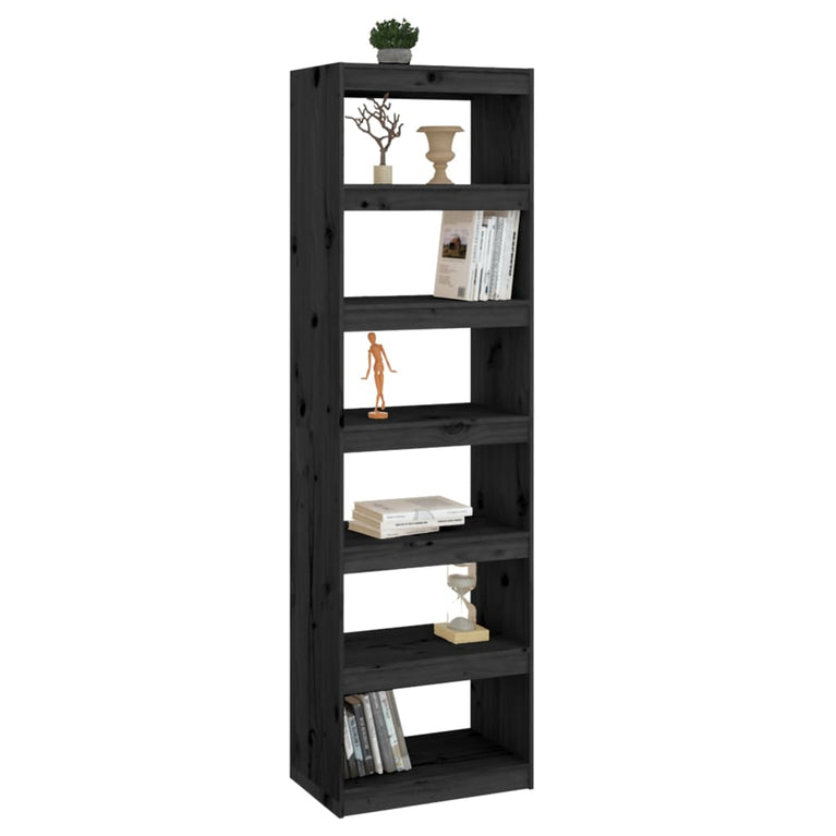 Boekenkast/kamerscherm 60x30x199,5 cm massief grenenhout zwart MeubelReus