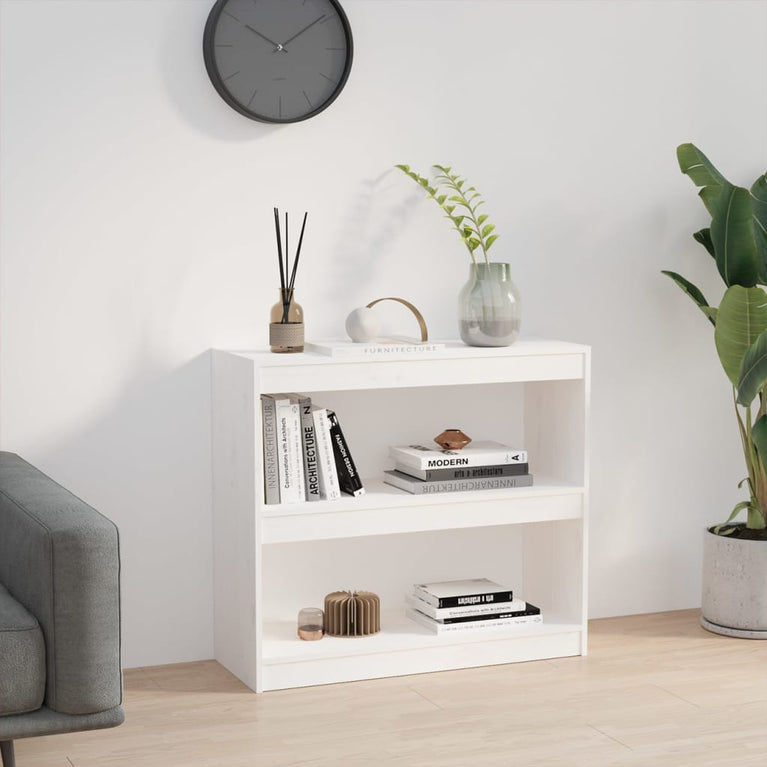 Boekenkast/kamerscherm 80x30x71,5 cm massief grenenhout wit MeubelReus