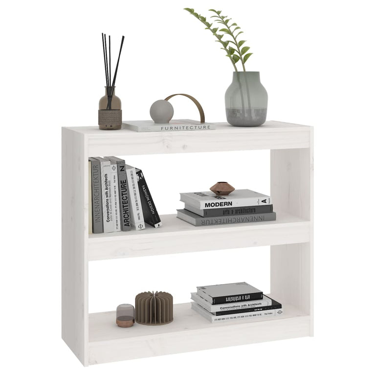 Boekenkast/kamerscherm 80x30x71,5 cm massief grenenhout wit MeubelReus