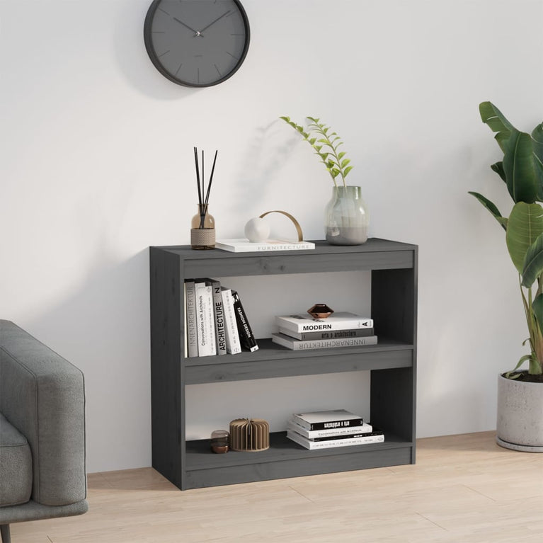 Boekenkast/kamerscherm 80x30x71,5 cm massief grenenhout grijs MeubelReus