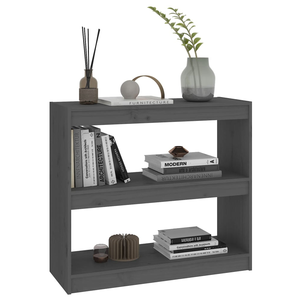 Boekenkast/kamerscherm 80x30x71,5 cm massief grenenhout grijs MeubelReus