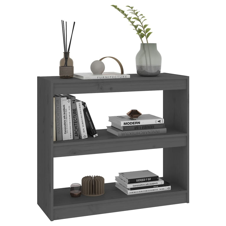 Boekenkast/kamerscherm 80x30x71,5 cm massief grenenhout grijs MeubelReus