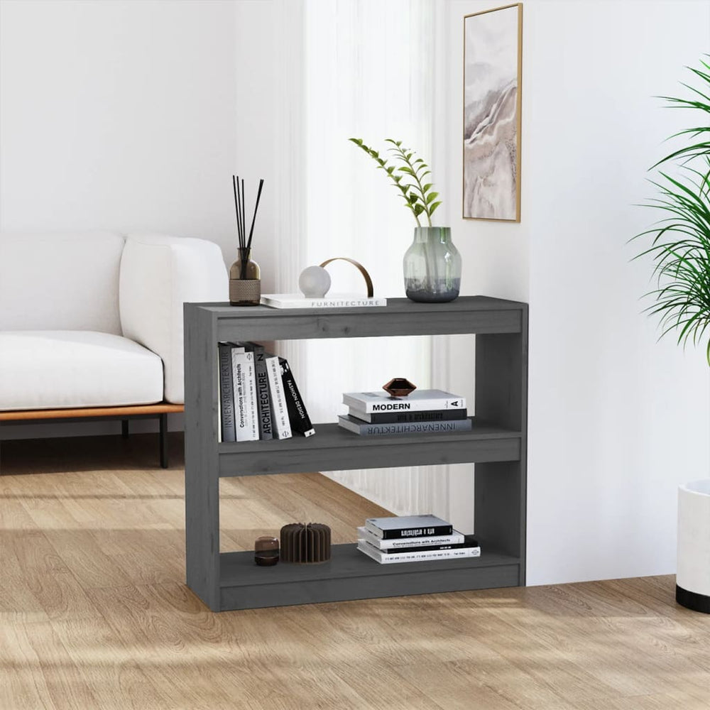 Boekenkast/kamerscherm 80x30x71,5 cm massief grenenhout grijs MeubelReus