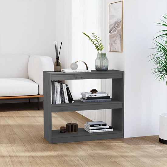 Boekenkast/kamerscherm 80x30x71,5 cm massief grenenhout grijs MeubelReus
