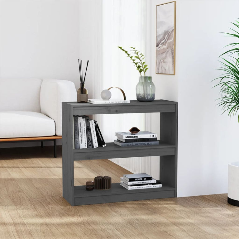 Boekenkast/kamerscherm 80x30x71,5 cm massief grenenhout grijs MeubelReus