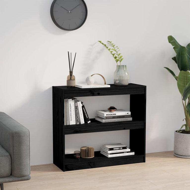 Boekenkast/kamerscherm 80x30x71,5 cm massief grenenhout zwart MeubelReus