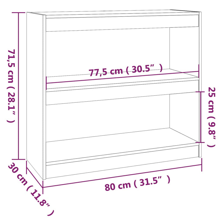 Boekenkast/kamerscherm 80x30x71,5 cm massief grenenhout zwart MeubelReus