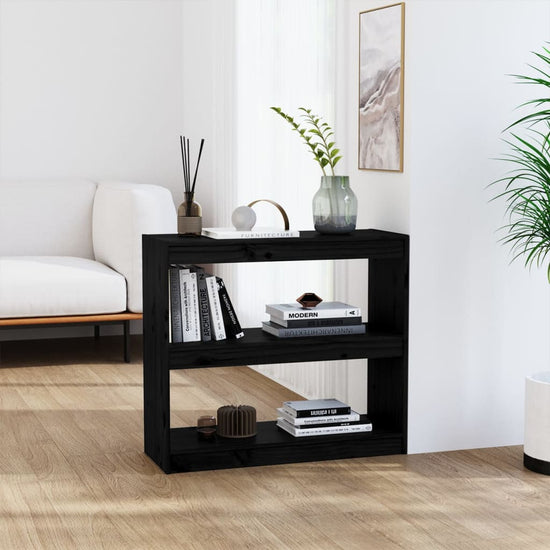 Boekenkast/kamerscherm 80x30x71,5 cm massief grenenhout zwart MeubelReus