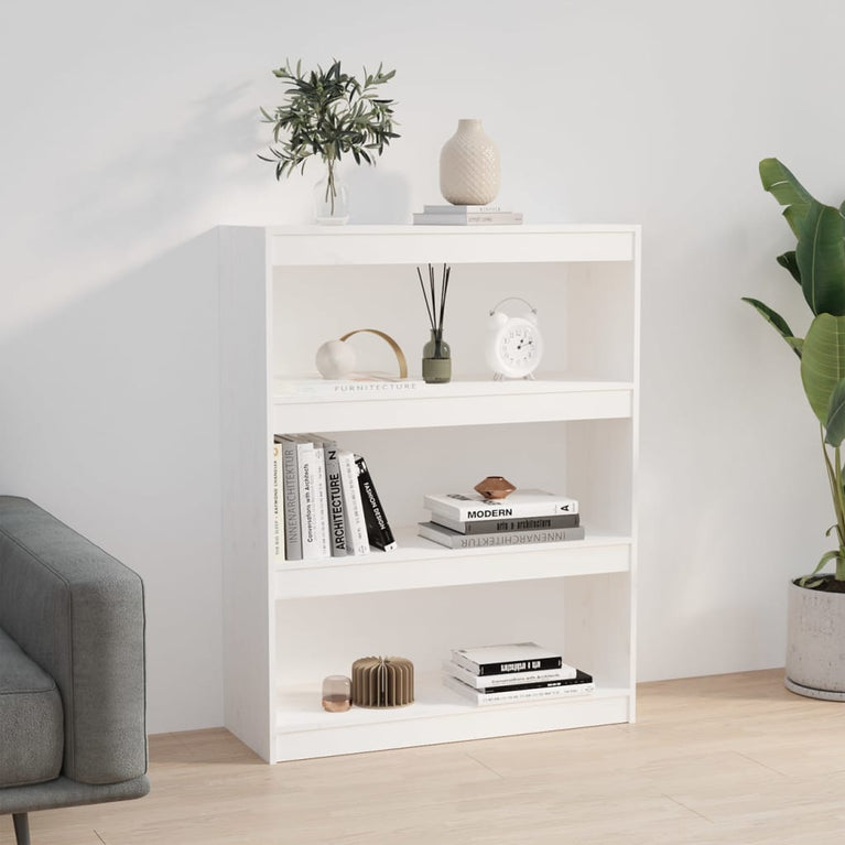 Boekenkast/kamerscherm 80x30x103,5 cm massief grenenhout wit MeubelReus