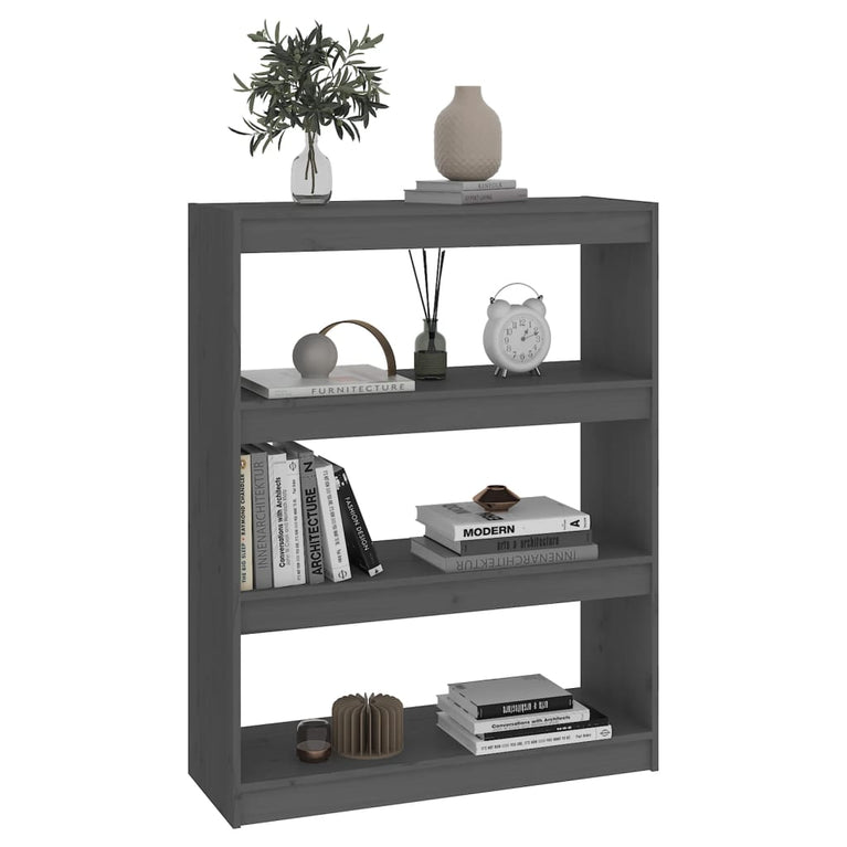 Boekenkast/kamerscherm 80x30x103,5 cm massief grenenhout grijs MeubelReus