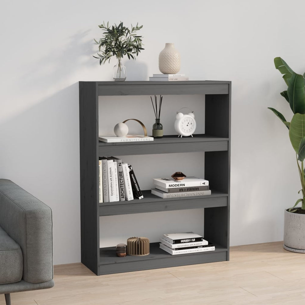 Boekenkast/kamerscherm 80x30x103,5 cm massief grenenhout grijs MeubelReus