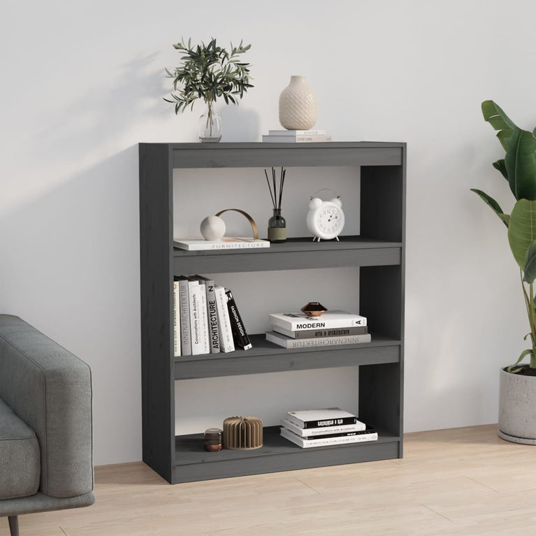 Boekenkast/kamerscherm 80x30x103,5 cm massief grenenhout grijs MeubelReus