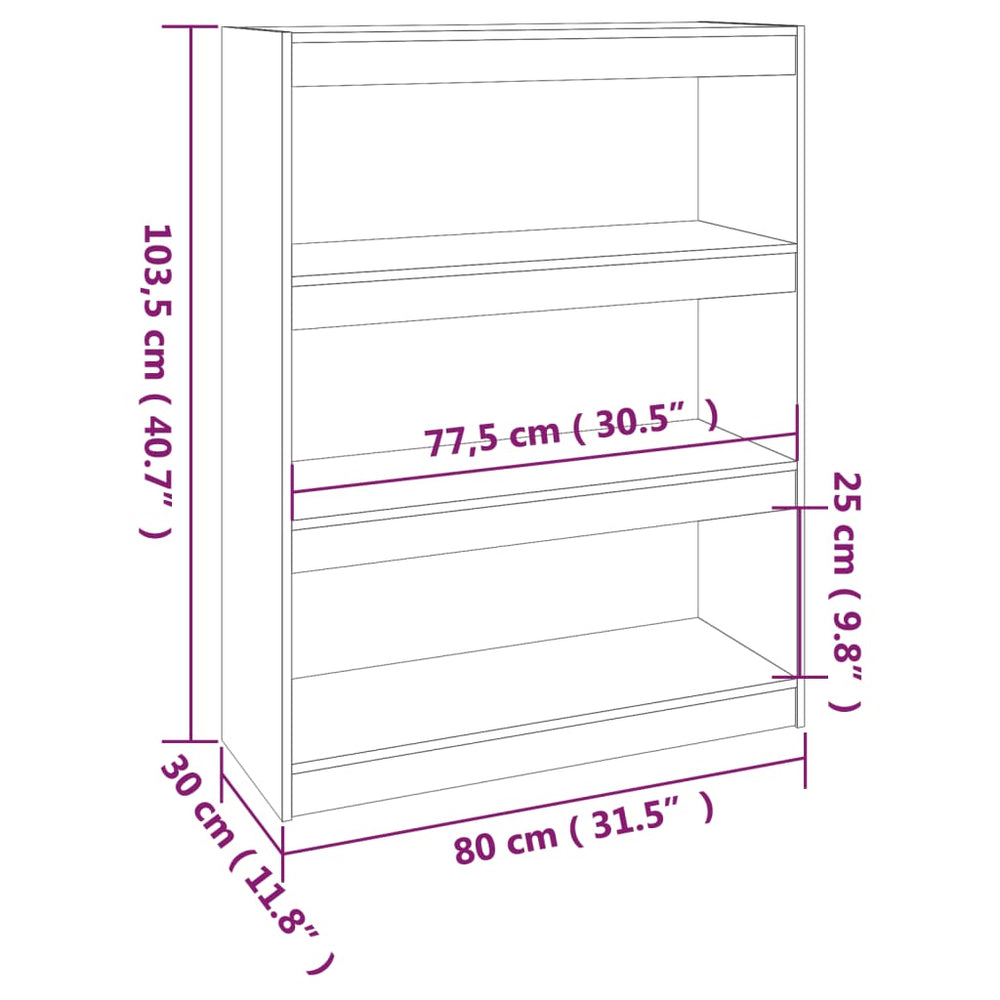 Boekenkast/kamerscherm 80x30x103,5 cm massief grenenhout grijs MeubelReus