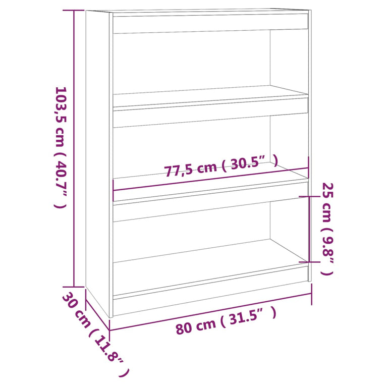 Boekenkast/kamerscherm 80x30x103,5 cm massief grenenhout grijs MeubelReus