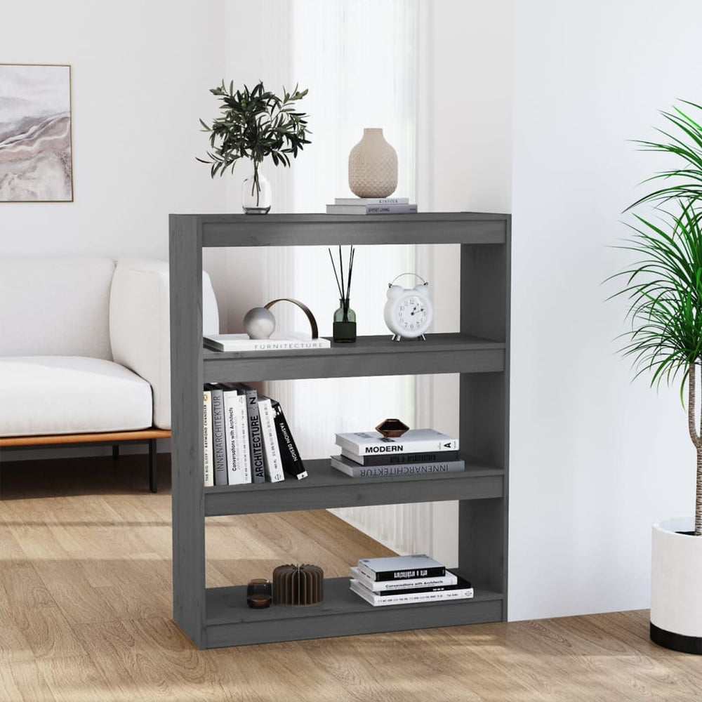 Boekenkast/kamerscherm 80x30x103,5 cm massief grenenhout grijs MeubelReus