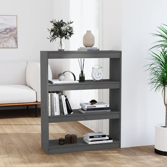 Boekenkast/kamerscherm 80x30x103,5 cm massief grenenhout grijs MeubelReus