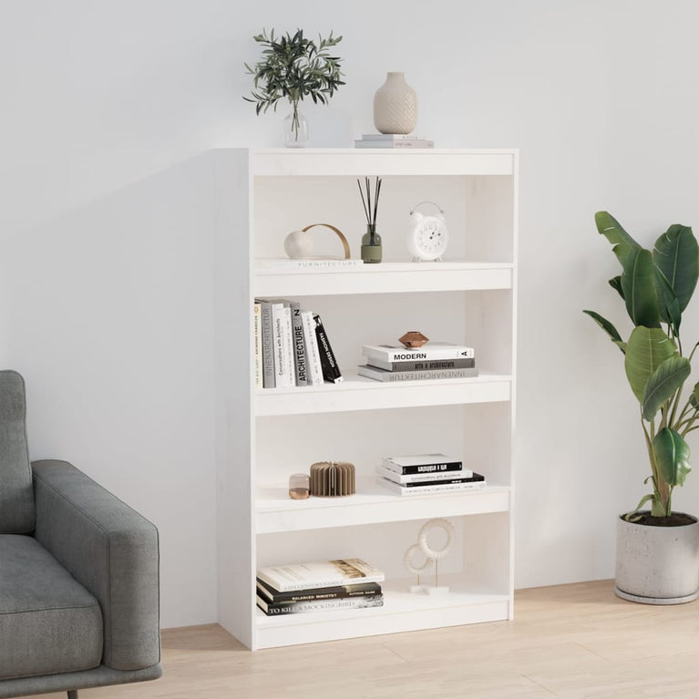 Boekenkast/kamerscherm 80x30x135,5 cm massief grenenhout wit MeubelReus