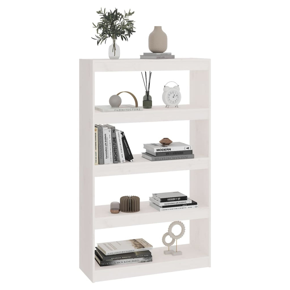 Boekenkast/kamerscherm 80x30x135,5 cm massief grenenhout wit MeubelReus