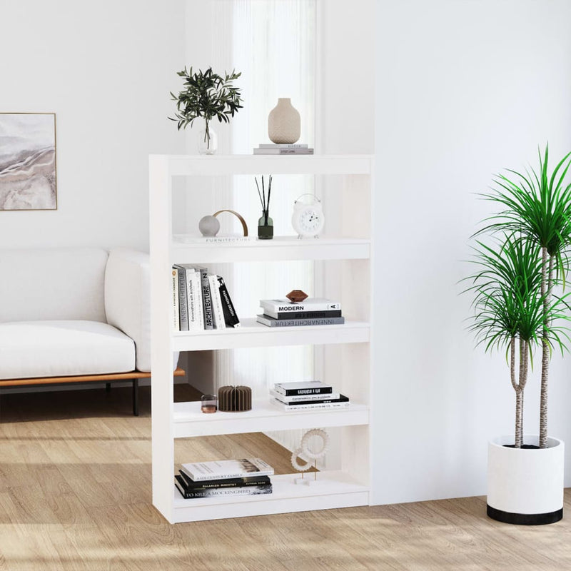Boekenkast/kamerscherm 80x30x135,5 cm massief grenenhout wit MeubelReus
