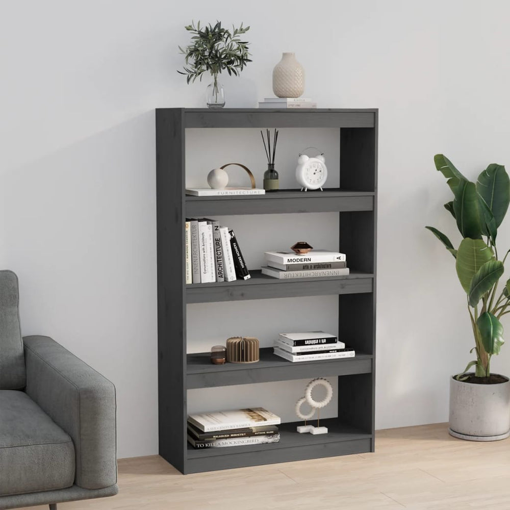 Boekenkast/kamerscherm 80x30x135,5 cm massief grenenhout grijs MeubelReus