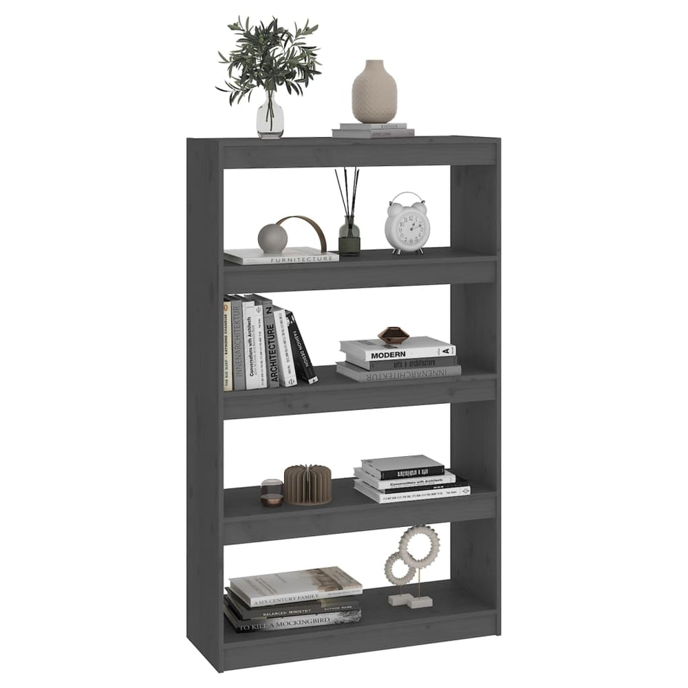 Boekenkast/kamerscherm 80x30x135,5 cm massief grenenhout grijs MeubelReus