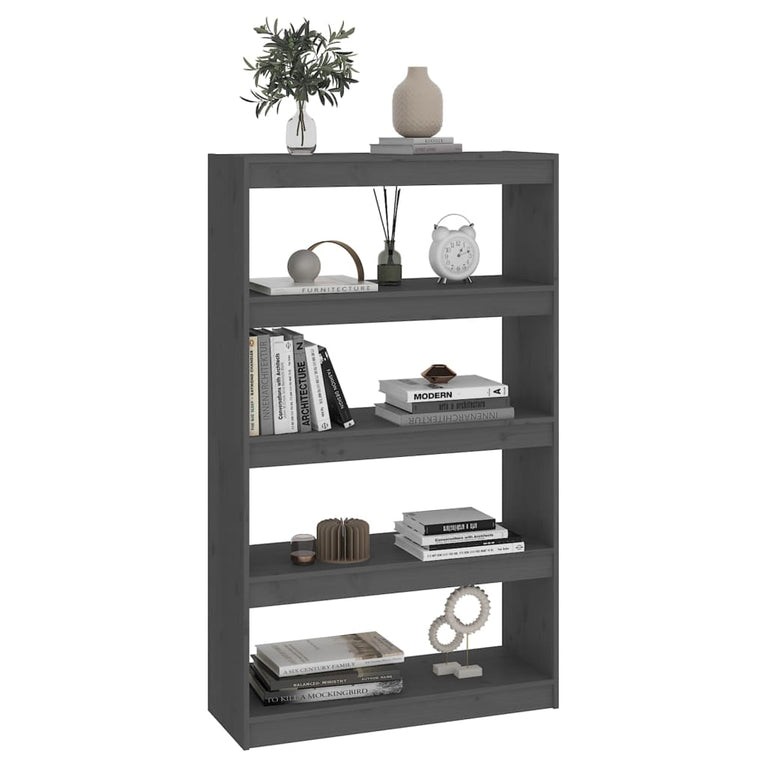 Boekenkast/kamerscherm 80x30x135,5 cm massief grenenhout grijs MeubelReus