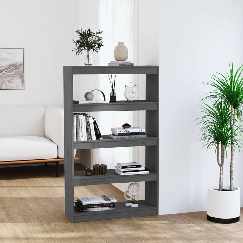 Boekenkast/kamerscherm 80x30x135,5 cm massief grenenhout grijs MeubelReus