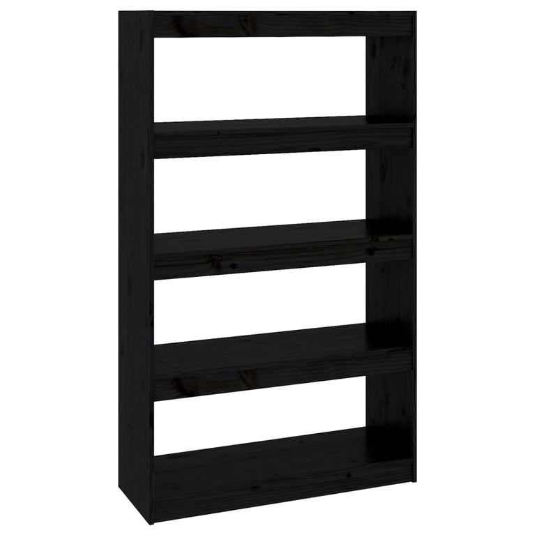 Boekenkast/kamerscherm 80x30x135,5 cm massief grenenhout zwart MeubelReus