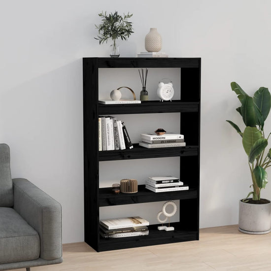 Boekenkast/kamerscherm 80x30x135,5 cm massief grenenhout zwart MeubelReus