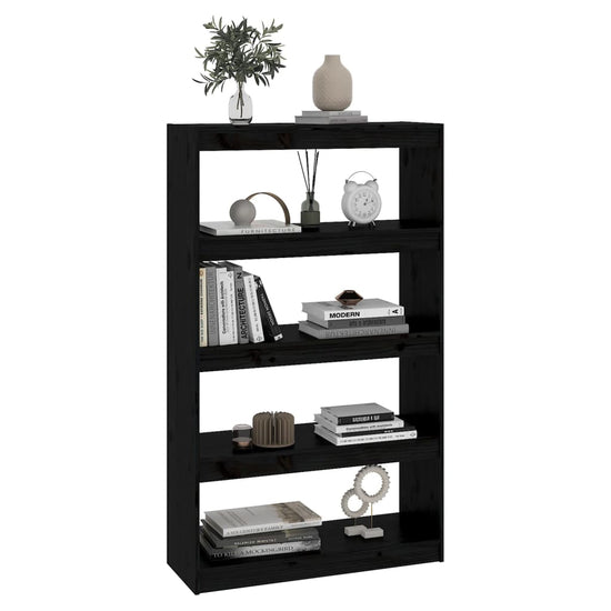 Boekenkast/kamerscherm 80x30x135,5 cm massief grenenhout zwart MeubelReus