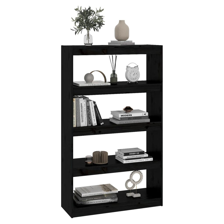 Boekenkast/kamerscherm 80x30x135,5 cm massief grenenhout zwart MeubelReus